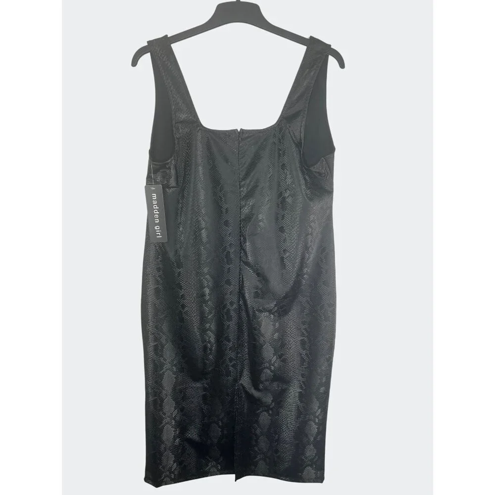 Madden Girl Black Faux Snakeskin Sleeveless Bodycon Dress 2X - Picture 8 of 14